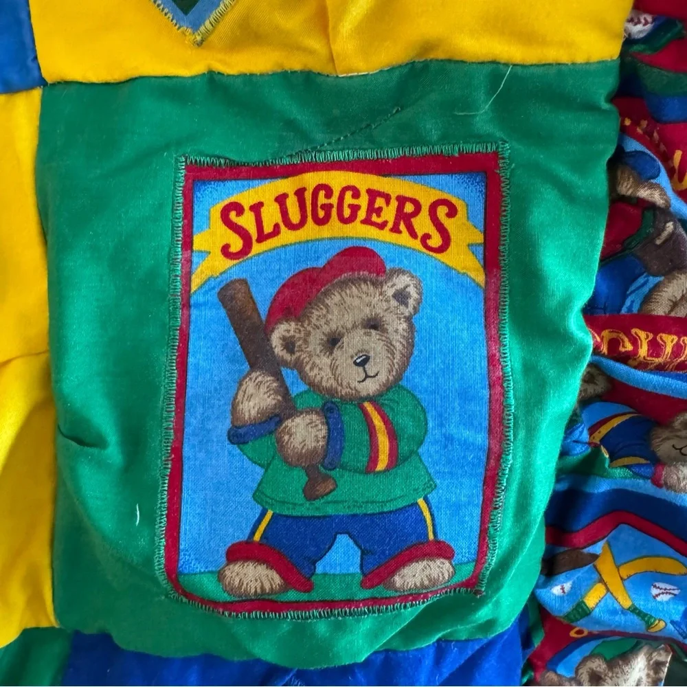 Handmade Baby Quilt Baseball Teddy Bear Theme